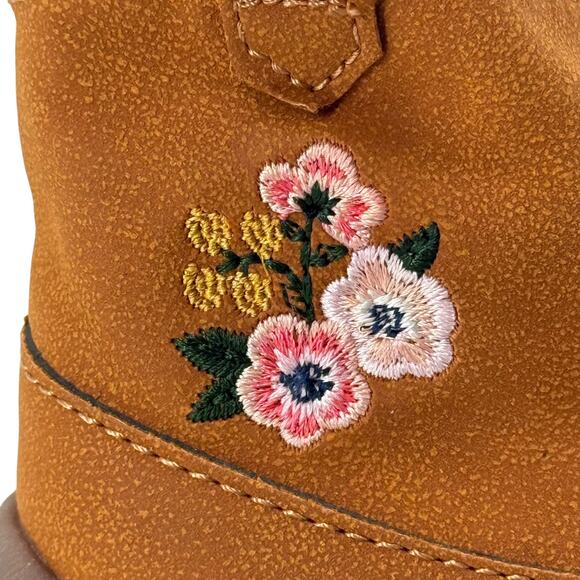 Carters Boots Sunnie Every Step Size 2M Western Floral Embroidered Brown Cowgirl - Picture 2 of 8